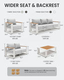 Oversized Aluminum Patio Furniture Set, 4 Pieces Luxury Outdoor Furniture Set with 7.1" Extra Thick Cushion