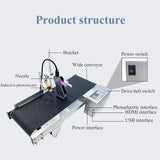 Tabletop Inkjet Printer with Automatic Conveyor Belt, Intelligent Positioning, Free Editing, Supports Multiple Languages and USB Import