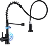 LUFEIDRA Touchless Kitchen Faucet with Pull Down Sprayer-Black Kitchen Faucet with Side Motion Sensor, Smart Hands-Free Spring Kitchen Sink Faucet for Modern Rv Outdoor Laundry Bar Sink, Matte Black