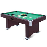 6ft Billiard Table, Portable Pool Table Set with Automatic Ball Return, Heavy-Duty Game Table with Leg Levelers, Cues, Balls, Triangle, Chalks and Brush for Adults Kids Home Game Room