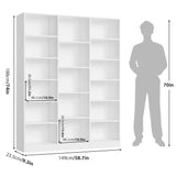 FACBOTALL Triple Wide Bookshelf, 6 Tier Large Bookshelf, Bookcase with 17 Open Display Shelves, 74'' Tall Bookcases and Bookshelves for Living Room, Home Office, Library, White