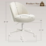 EnHomee Vanity Chair with Wheels, Small Office Chair with Back