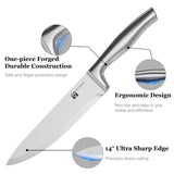 14-Piece Knife Set with Natural Wood Block, Stainless Steel Kitchen Knife Block Set with Ergonomic Handles, Includes Steak Knives, Dishwasher Safe
