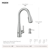 Moen Haelyn Spot Resist Stainless Touchless Single-Handle Pulldown Sprayer Kitchen Faucet with Soap Dispenser, Features Power Clean for a Faster Wash, 87627EWSRS