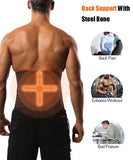 GainKee Latex Men Waist Trainer Corsets with Steel Bone Sweat Sauna Suit for Fitness (X-Large)
