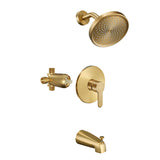 Tohlar Gold Shower Faucet Set with Tub Spout, Bathtub and Shower Faucet Combo Kit, 6-Inch Rain Shower Head and Faucet Set with Valve, Brushed Gold