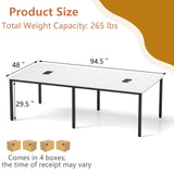 Tangkula 8 FT Conference Table, 95" x 48" Rectangle Office Computer Desk with Heavy-Duty Metal Frame