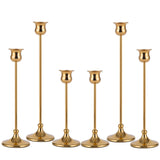 Taper Candle Holder Tall Vintage Metal Candlestick Holders Candle Stick Candelabra for Halloween Thanksgiving Christmas Holiday Wedding (Gold, 2 Sets (6 pcs))