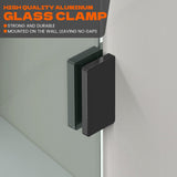 Bathroom Shower Door 20.5" W x 78.75" H, Frameless Fixed 3/8" (10mm) Thick Clear Tempered Glass Door Panel, Matte Black Clamp Hardware