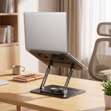 Nishiyuenyi Laptop Cooling Stand with Sturdy Steel Build and Open Frame for Maximum Air Circulation Ergonomic Notebook Raiser with 360 Degree for Comfortable, Black, with Fan