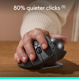 Logitech MX Ergo S Wireless Trackball Mouse, 2.4 dpi Laser Sensor, 6 Programmable Buttons, 4-Way Scroll Wheel for PC/MAC Bundle with Mouse Pad (Black) + Microfiber Cleaning Cloth