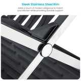 Home Zone Living Foldable Dish Drying Rack with Removable Utensil Caddy and Drip Tray