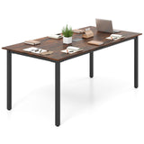 71" L x 35.5" W Large Meeting Table with Metal Frames, Rectangle Conference Room Table with Cable Grommet for Office, Boardroom