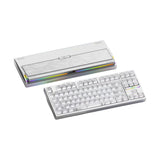 ZMX NUT87 Aluminum Custom Mechanical Keyboard,Hot-Swap Gasket Structure,Triple Mode 2.4G/Bt5.0/Wired,TKL 80% RGB Backlit 10000mAh Mechanical Keyboard for Game&Office,Frost Silver-Feathers