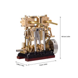 MechPuConToy Engine Model Kit That Works, Vertical Two-Cylinder Reciprocating Steam Engine Model with Oil Cup Support Forward and Reverse Rotation for 80-120CM Steam Model Ship (Boiler Not Included)