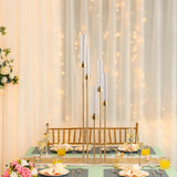 2PCS Gold Floor Candelabra,5 Arm Candle Holder Tall Floor Candle Holder with Acrylic Lampshade for Wedding Table Birthday Party Home Decoration Fit LED Taper Candles