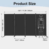 4 Panel Room Divider 6ft Tall Freestanding Privacy Screen 136'' W Portable Office