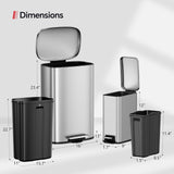 13 Gallon Trash Can (50L) and 1.6 Gallon (6L) Kitchen Trash Can Combo Set