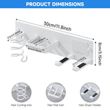 HOHOWU Hair Dryer Holder Wall Mounted,Blow Dryer, Curling Iron, Straightener Holder 3 in 1 Bathroom Metal Hair Tool Organizer Rack-Matte White-2