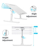 Laptop Bed Tray Table, SAIJI Adjustable Bed Desk for Laptop, Foldable Laptop Stand with Storage Drawer for Eating, Working, Writing, Gaming, Drawing (White, X-Large)