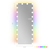 VANITII Full Length Mirror with Lights with 25 LED Bulbs and Bluetooth Floor Mirror Full Body Lighted Mirror 71" x 30" Standing Mirror Wall Mounted Mirror Smart Touch for Bedroom Dressing Room