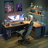 SABALON Office Desk Solid Wood Corner Computer Desk L-Shaped Desk
