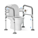 Loyoda Foldable Toilet Safety Rails for Seniors - Adjustable Toilet Safety Frame & Toilet Handles for Elderly & Disabled, Fits Most Toilets, 350lb Capacity, Gray