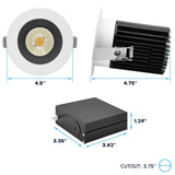 LUXRITE 4 Inch Recessed Light, Regressed Canless LED Spotlight, 5CCT 2700K-5000K, CRI90, 22W, 1700 Lumens High Output, 38º, Interchangeable Black & White Baffle Trim, Dimmable, IC & Wet Rated (4 Pack)
