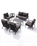 YURDAFY 7 Piece Aluminum Patio Furniture Set, Outdoor Conversation Set with Sofa, Loveseat, Lounge Chairs & Coffee Tables, Modern Garden Furniture for Backyard Porch Balcony Deck