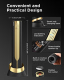Newise Rechargeable Electric Wine Opener with Charging Base & Foil Cutter, Automatic Corkscrew for 60 Bottles, Luxury Mothers Gift for Wine Lovers Women Men - Gold & Black