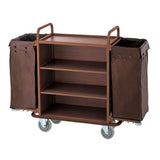 Housekeeping Service Cart with Fabric Bags and Wheels for Hotel Cleaning