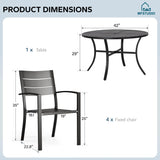 MFSTUDIO Patio Dining Set for 4, Stackable Chairs& Round Metal Table