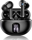 Wireless Earbuds, Bluetooth 5.4 Ear Buds Bass Stereo, Headphones with Noise Cancelling Mic, LED Display in Ear Earphones Clear Calls, IP7 Waterproof Bluetooth Earbuds for Phone/Android/iPad Pure Black