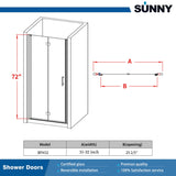 Shower Door 1/4" Clear Glass,Stainless Steel Hardware SUNNY SHOWER