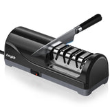 Electric Knife Sharpener for Kitchen, 3-Stage Knife Sharpener Electric with 100% Diamond Abrasives, 20° Precision Angle Guide, Fast & Safe Sharpening for Chef Knives, Home Use & Beginners (Black)