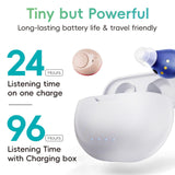 Rechargeable OTC Hearing Aids for Seniors Invisible In Ear Hearing Aids for Elders Adults with Mild to Moderate Hearing Loss Hearing Amplifiers Earbuds Noise Cancelling Clear Sound Conversation 100H with Charging Case