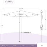 Midtown Umbrellas Push & Pop 10 Ft Patio Umbrellas with Push & Pop Mechanism, 8 Fiberglass Ribs & Sunbrella Fabric – Outdoor Umbrella for Deck, Pool, Cafés and Hotels – Macaw Canopy, Silver Pole