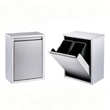 Under Cabinet Stainless Steel Trash Can - Dual Compartment Pull-Out Waste Bin with Non-Slip Feet for Kitchen Sink Base Cabinet, 12.4" x 20.47" x 7.87"