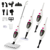 12-in-1 Steam Mop Cleaner, 15-Sec Fast Heat-Up, 1200W Floor Steamer with Double-Sided Pads, Removes 99.99% Stubborn Stains for Hardwood Floors, Marble, Clothes, Windows, Tiles, White