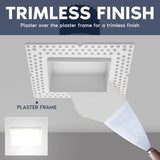 LUXRITE 3 Inch LED Regressed Trimless Spotlight, Push N’ Lock, 5 CCT Selectable (2700K-5000K), 15W, 950 Lumens, CRI 90, Dual Dimming (0-10V/Triac), 120-277V, ETL Listed, Damp Rated, Square (4 Pack)