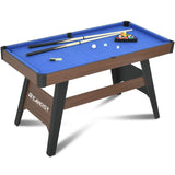 4.5Ft Pool Table, Wooden Billiard Tables for Kids, Portable Pool Game Tables 16 Balls, 2 Cue Sticks, 2 Chalks and Brush for Family, Party (Blue)