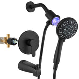 brassqueen Tub Shower Faucet Set with Magnetic 5-Function Handheld bathtub shower faucet set with Rough-in Valve Trim Kit Matte Black