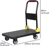 Push Hand Cart Foldable Push Hand Cart for Loading and Storage Platform Truck Trolley with 360 Degree Swivel Wheels