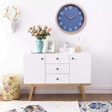 Kesin Wall Clock 12 Inch Silent Non Ticking Wood Wall Clocks Battery Operated - Wooden Blue Modern Simple Clock Decorative for Kitchen,Living Room,Bedroom,Kid’s Room