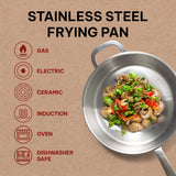 5-Ply Stainless Steel Frying Pan Non Toxic Cookware Stay Cool Handle 11" PFAS, PFOA & PFTE Free, for Cooking Pan Set Alva