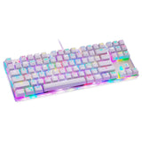Wired Mechanical Gaming Keyboard Transparent Bottom Cover 87 Keys for Home PC Game 9 Lighting Effects RGB Backlight