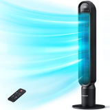 VAGKRI Tower Fan for Bedroom, 42" Quiet Floor Fan with 135° Vertical 90°Oscillation, 4 Modes, 4 Speeds, 15H Timers Standing bladeless Fans with Remote for Indoors