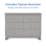 Delta Children Universal 6 Drawer Dresser with Interlocking Drawers - Greenguard Gold Certified, Grey