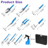 1 Set Garden Tool Set 10 Pieces Plastic Gardening Planting Tools Kits with Shovels, Rake, Scissor, Trimmer, Blue