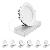 LUXRITE 5 Inch LED Recessed Light, Regressed Mini Panel Spotlight, 5CCT 2700K-5000K, 16/21/26 Watts, 1500/2000/2500 Lumens, Dual Dimmable (TRIAC & 0–10V), 100° Beam, Wet Rated, ETL (6 Pack)